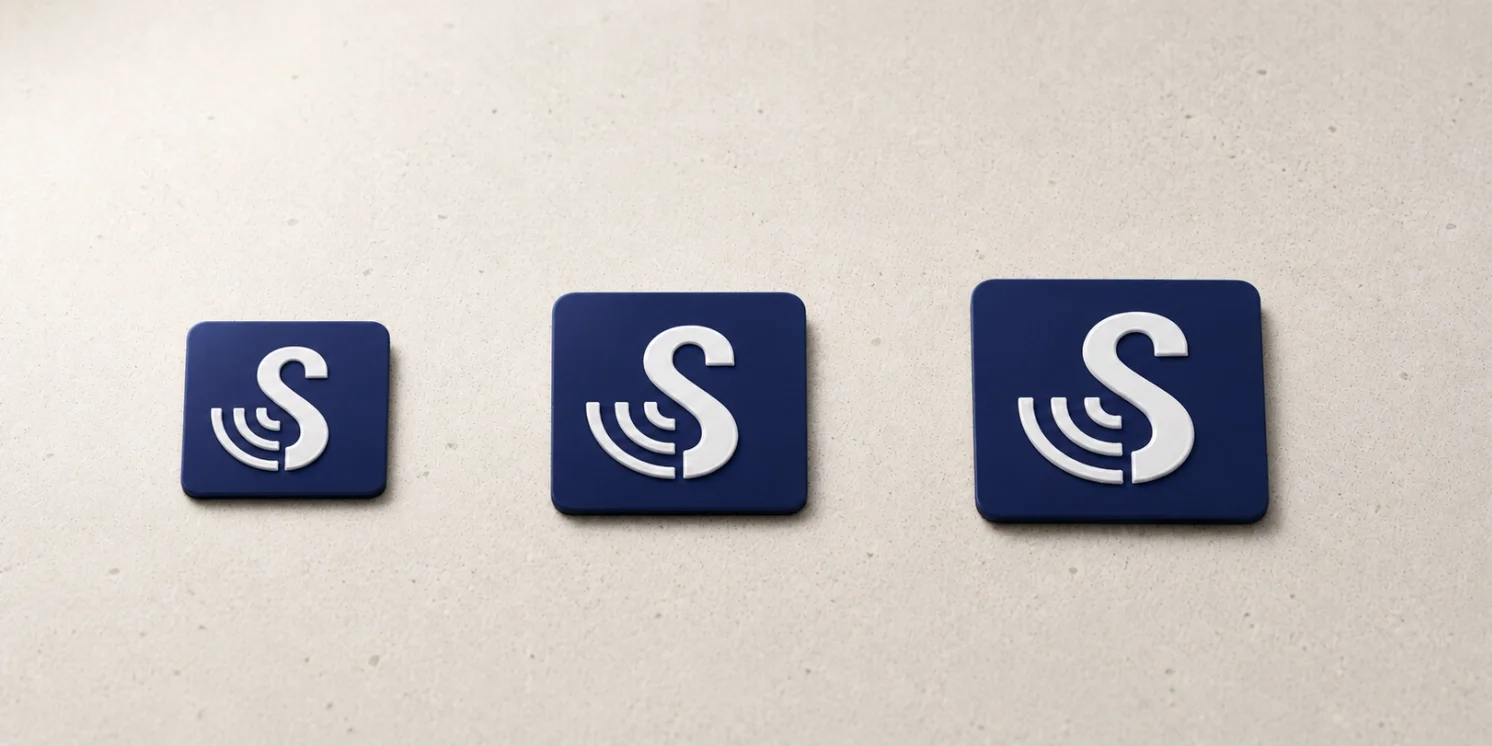 Quadratische Sticker in verschiedenen Größen